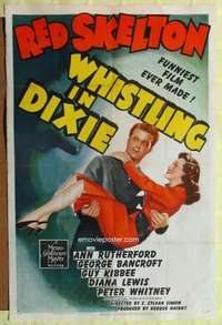m753 WHISTLING IN DIXIE style D one-sheet movie poster '42 Red Skelton, Ann Rutherford