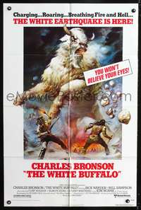 m754 WHITE BUFFALO one-sheet movie poster '77 Charles Bronson, exotic Boris Vallejo art!