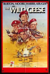m764 WILD GEESE one-sheet movie poster '78 Richard Burton, Roger Moore, Richard Harris