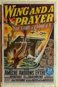 m768 WING & A PRAYER one-sheet movie poster '44 Don Ameche, Dana Andrews