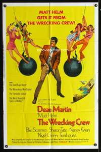 m788 WRECKING CREW one-sheet movie poster '69 Dean Martin as Matt Helm with sexy spy babes!
