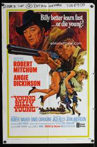 m792 YOUNG BILLY YOUNG one-sheet movie poster '69 Robert Mitchum, Angie Dickinson, Robert Walker