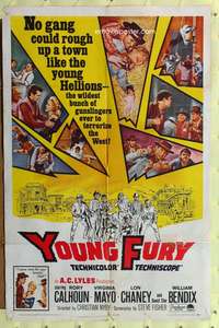 m794 YOUNG FURY one-sheet movie poster '65 Rory Calhoun vs teen Hellions!