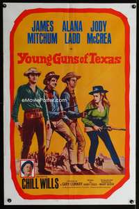m795 YOUNG GUNS OF TEXAS int'l one-sheet movie poster '63 James Mitchum, Alana Ladd, Jody McCrea