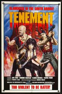 p726 TENEMENT video one-sheet poster '85 Roberta Findlay, Slaughter in the South Bronx of N.Y.!