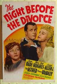 p480 NIGHT BEFORE THE DIVORCE one-sheet movie poster '42 Lynn Bari, Mary Beth Hughes