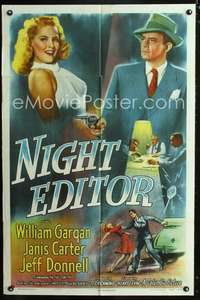 p482 NIGHT EDITOR one-sheet movie poster '46 William Gargan, sexy Janis Carter!