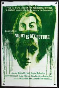 p484 NIGHT IS MY FUTURE one-sheet movie poster '48 Ingmar Bergman, Swedish, cool artwork!