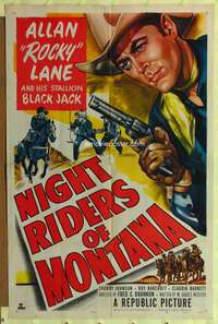 p487 NIGHT RIDERS OF MONTANA one-sheet movie poster '51 Allan Rocky Lane & Black Jack!