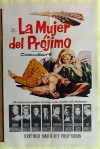 p493 NO DOWN PAYMENT Spanish/U.S. one-sheet movie poster '57 Joanne Woodward, suburban sex!