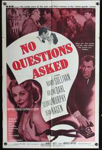 p497 NO QUESTIONS ASKED one-sheet movie poster '51 Arlene Dahl is a double-crossing doll!