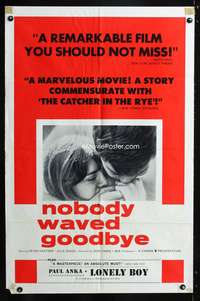 p498 NOBODY WAVED GOODBYE/LONELY BOY one-sheet movie poster '64 like Catcher in the Rye, Paul Anka