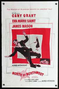 p500 NORTH BY NORTHWEST one-sheet movie poster R62 Cary Grant, Eva Marie Saint, Alfred Hitchcock