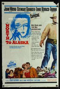 p501 NORTH TO ALASKA one-sheet movie poster '60 John Wayne, Capucine