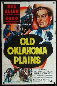 p510 OLD OKLAHOMA PLAINS one-sheet movie poster '52 cowboy Rex Allen and Koko!