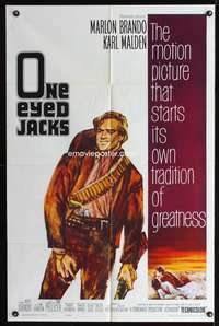 p518 ONE EYED JACKS one-sheet movie poster '61 Marlon Brando directed & starred!