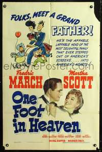 p519 ONE FOOT IN HEAVEN one-sheet movie poster '41 minister Fredric March, Martha Scott