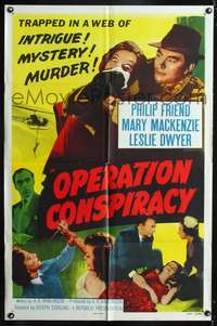 p523 OPERATION CONSPIRACY one-sheet poster '57 trapped in a web of intrigue, mystery & murder!