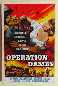 p524 OPERATION DAMES one-sheet movie poster '59 WWII, sexy girls trapped behind enemy lines!