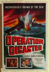p525 OPERATION DISASTER one-sheet movie poster '51 John Mills, Richard Attenborough