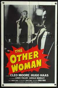 p529 OTHER WOMAN one-sheet movie poster '54 Hugo Haas, sexy bad girl Cleo Moore!