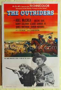 p531 OUTRIDERS one-sheet movie poster '50 pioneers Joel McCrea & Arlene Dahl!