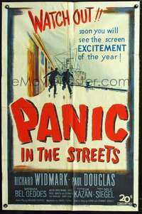 p537 PANIC IN THE STREETS one-sheet movie poster '50 Elia Kazan, Richard Widmark, film noir!