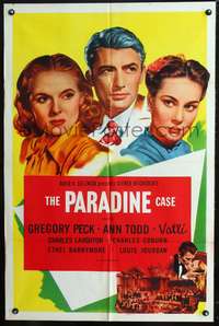 p538 PARADINE CASE one-sheet movie poster R56 Alfred Hitchcock, Gregory Peck, Ann Todd, Valli