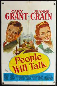 p543 PEOPLE WILL TALK one-sheet movie poster '51 Cary Grant loves Jeanne Crain!