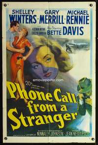 p550 PHONE CALL FROM A STRANGER one-sheet poster '52 Bette Davis, Shelley Winters, Michael Rennie