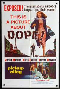 p551 PICKUP ALLEY one-sheet movie poster '57 Anita Ekberg, this is a picture about DOPE!