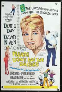 p557 PLEASE DON'T EAT THE DAISIES one-sheet movie poster '60 Doris Day, David Niven