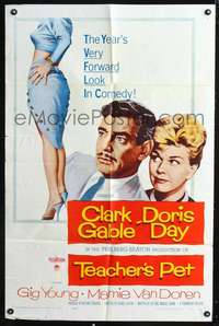 p724 TEACHER'S PET one-sheet movie poster '58 Doris Day, Clark Gable, Mamie Van Doren