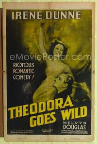 p734 THEODORA GOES WILD style A one-sheet poster R50 great artwork of Irene Dunne & Melvyn Douglas!