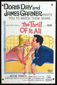 p737 THRILL OF IT ALL one-sheet movie poster '63 art of Doris Day & James Garner!