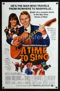 p741 TIME TO SING one-sheet movie poster '68 Hank Williams Jr., Shelley Fabares, country music!