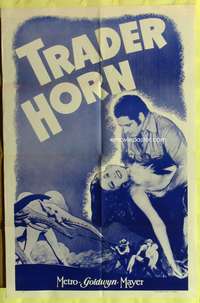 p749 TRADER HORN one-sheet movie poster R43 W.S. Van Dyke, Edwina Booth, Africa!