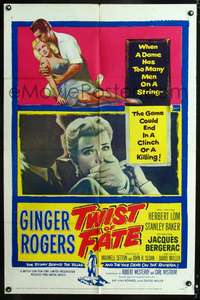 p753 TWIST OF FATE one-sheet movie poster '54 Ginger Rogers has too many men on a string!