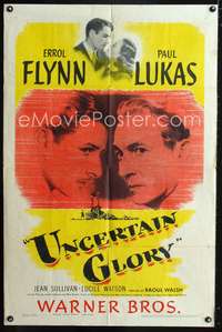 p757 UNCERTAIN GLORY one-sheet movie poster '44 Errol Flynn, Paul Lukas