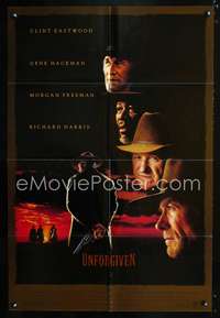 p759 UNFORGIVEN one-sheet poster '92 Clint Eastwood, Gene Hackman, Morgan Freeman, Richard Harris