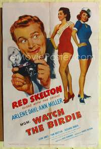 p768 WATCH THE BIRDIE one-sheet '50 Red Skelton takes pictures of sexy Ann Miller & Arlene Dahl!