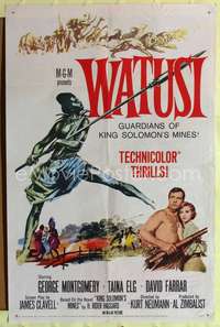 p769 WATUSI one-sheet movie poster '59 Guardians of King Solomon's Mines!