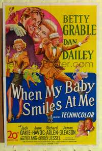 p776 WHEN MY BABY SMILES AT ME one-sheet movie poster '48 Betty Grable, Dan Dailey, stone litho!