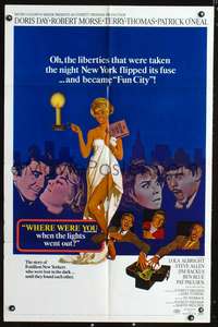 p779 WHERE WERE YOU WHEN THE LIGHTS WENT OUT style A one-sheet movie poster '68 sexy Doris Day!
