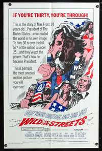 p784 WILD IN THE STREETS one-sheet movie poster '68 Christopher Jones & teens take over the U.S.!