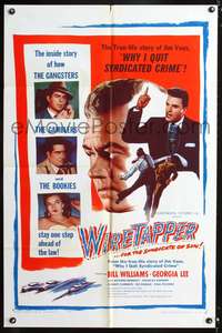 p787 WIRETAPPER one-sheet poster '56 Jim Vaus, inside story of gangsters, gamblers, and bookies!