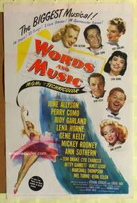 p793 WORDS & MUSIC one-sheet movie poster '49 Judy Garland, Lena Horne & musical all-stars!