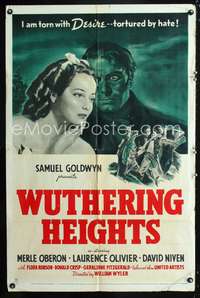 p794 WUTHERING HEIGHTS one-sheet movie poster '39 Laurence Olivier, Merle Oberon