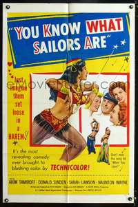 p795 YOU KNOW WHAT SAILORS ARE one-sheet movie poster '54 sexy English harem girls!