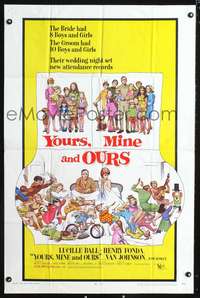 p800 YOURS, MINE & OURS one-sheet movie poster '68 Henry Fonda, Lucille Ball, Frank Frazetta art!
